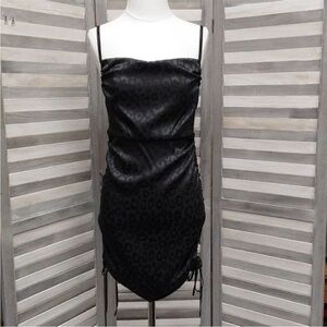 Women's Sleeveless Ruched Side Bodycon Mini Dress - Wild Fable Black Satin